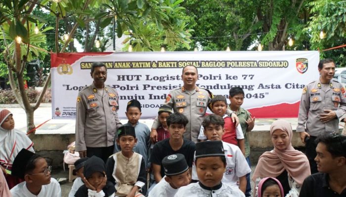 HUT Logistik Polri Ke-77, Polresta Sidoarjo Beri Santunan Anak Yatim dan Baksos