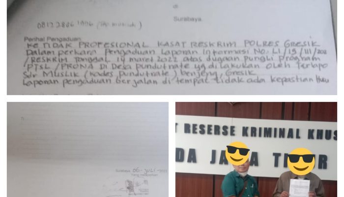 Tokoh Masyarakat dan LBH LANDAS Laporkan Penyidik Tipikor Polres Gresik ke Provost Polda Jatim Terkait Dugaan Pungli PTSL di Desa Punduttrate